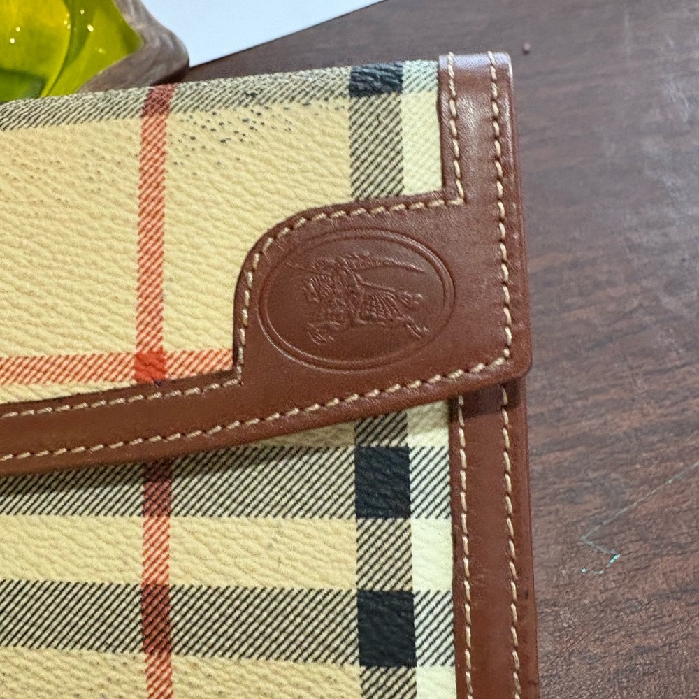 Burberry Haymarket Check coated canvas long wallet with brown leather trim - Picture 11 of 15